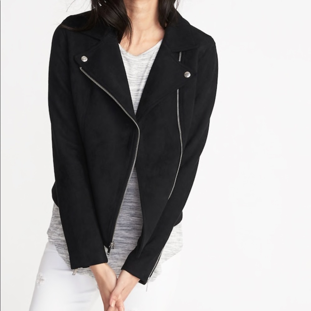 Old Navy Motto Suede Jacket Black XS